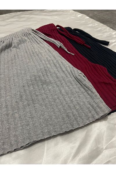Oyga Pantaloni scurți pentru femei, 3 piese, gri, roșu claret și bleumarin, pantaloni de pijama - striate și ținute confortabile