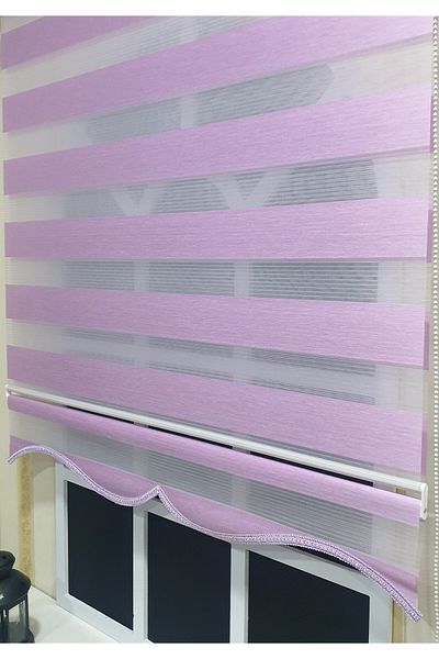 StorBurada Zebra Roller Blinds Organza Lilac Skirt Sectional Stb903