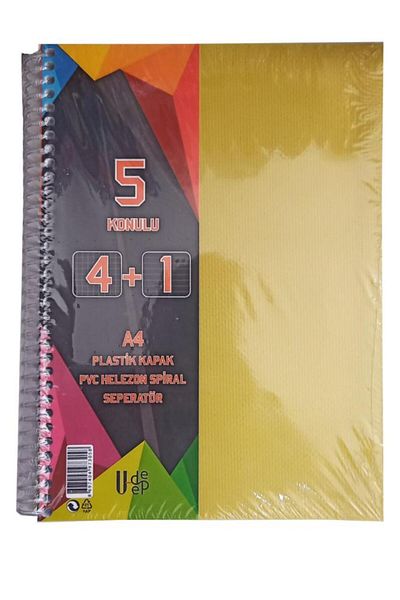 Glanart Caiet A4 Dimensiune 4+1 Semn de carte Dersane - 125 Foi Udep Galben