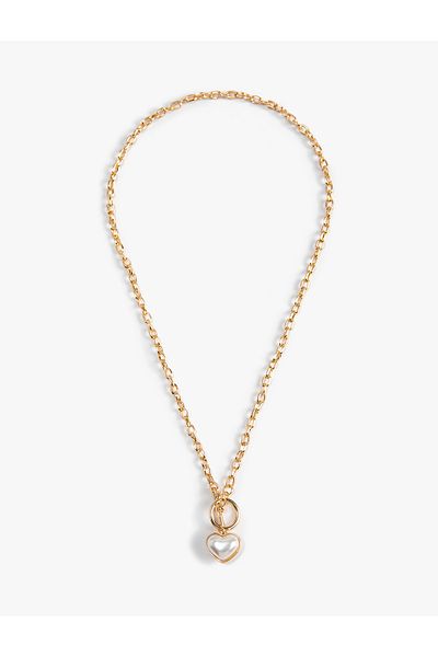 Koton Chain Necklace - Pearl Heart Figured