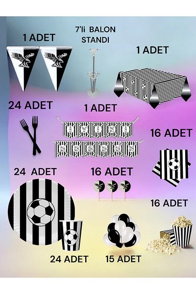 VibeHome 24 People Black and White Fan 2XL Pack - Birthday Party and Fun Events