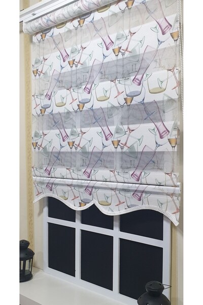 StorBurada Pliseli Zebra Stor Kadeh Baskılı Etek Dilimli ST 027