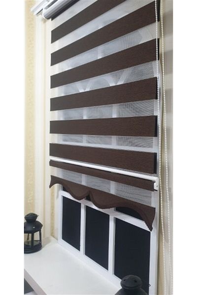 StorBurada Dark Brown Zebra Roller Blind Skirt - Sectional, St 034