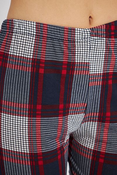 Oyga Pantaloni scurți de pijama sezonieri cu model în carouri bordeaux, cu talie elastică