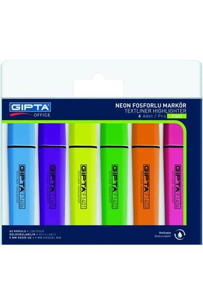 Gıpta Highlighter Set NEON 6 Colors refillable