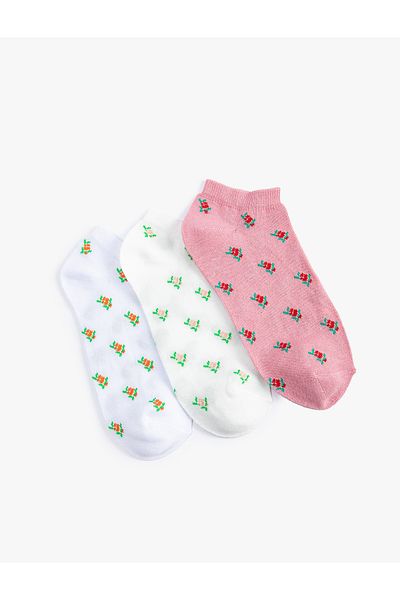 Koton Floral 3-Pece Booties Socks Set Πολύχρωμο Βαμβακερό