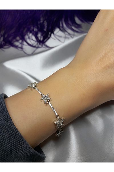 MyCarya Jewelry Zircon Stone Star Silver Bracelet
