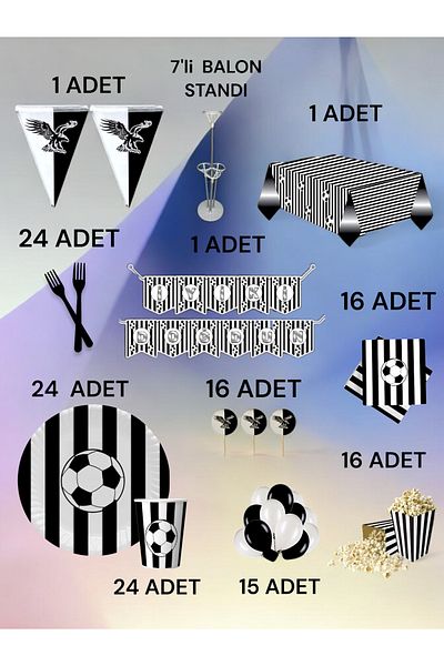 VibeHome 24 People Black and White Fan 2XL Pack - Birthday Party and Fun Events