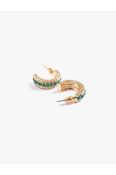 Koton Hoop Earrings with Color Contrast Rhinestones