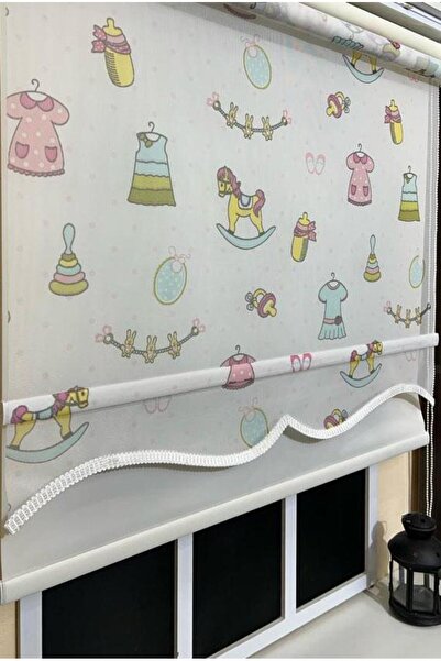 StorBurada Çift Mekanizmalı Desenli Tül Stor Perde Çocuk Odası Baskı STB-109