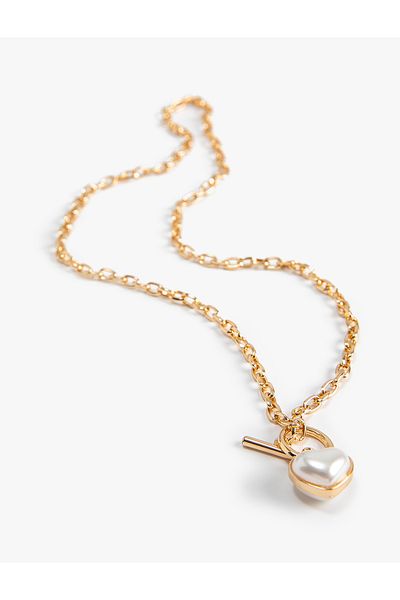 Koton Chain Necklace - Pearl Heart Figured