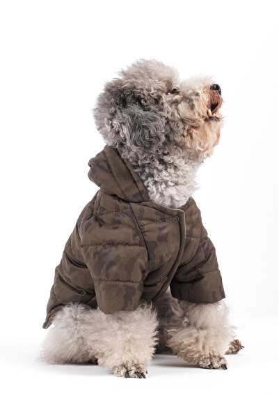 DoReDo-g Doredog Kedi Köpek Kıyafeti Kamuflaj Desen Su Geçirmez Kapitone Mont