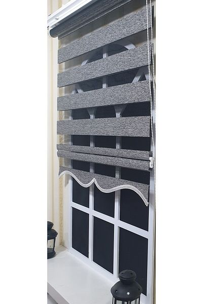 StorBurada Black Silver Zebra Roller Blind Skirt - Sectional St 009