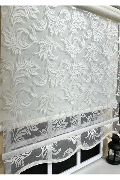 StorBurada Çift Mekanizmalı Kirli Beyaz Tül Perde ve Ekru Stor Perde STB-101