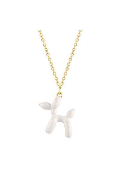 Glanzstücke München Silberhalskette Kette mit Anhänger Sterling Silber gelbgold Emaille weiß