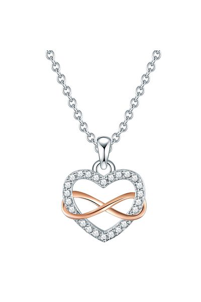 Lulu & Jane Silberhalskette Kette mit Anhänger Sterling Silber bi-Color Zirkonia weiß