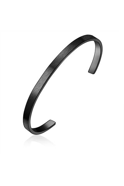 True Rebels Edelstahlarmband Armreif Edelstahl schwarz