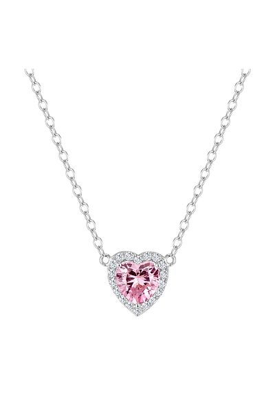 Trilani Silberhalskette Kette mit Anhänger Sterling Silber Zirkonia rosa