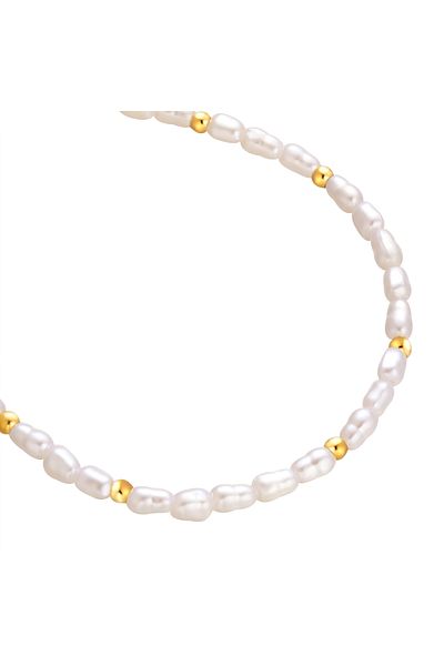 eastside Edelstahlarmband Armband Edelstahl Gelbgold Perle (SYNTH.) Weiß