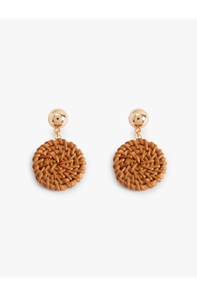 Koton Geometric Straw Earrings - Dangle