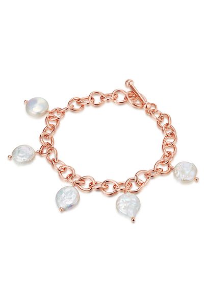 Lulu & Jane Perlenarmband Armband roségold Süßwasser-Zuchtperle weiß