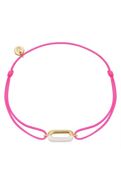 Glanzstücke München Textilarmband Armband Sterling Silber gelbgold Textil (pink) Emaille weiß
