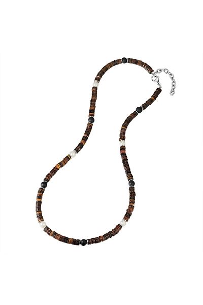 True Rebels Perlenkette Kette Edelstahl Süßwasser-Zuchtperle weiß Muschelkernperle braun Achat schwarz