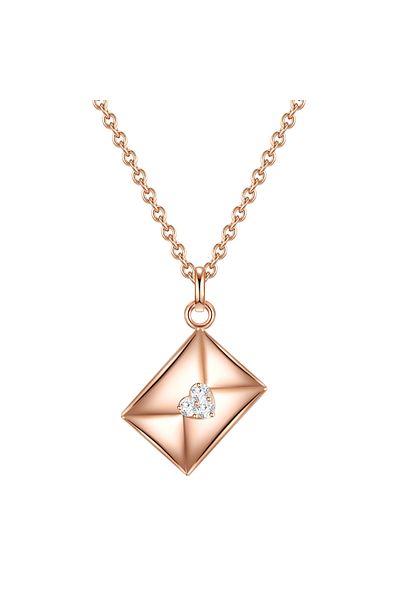 Lulu & Jane Modeschmuckhalskette Kette Roségold Zirkonia Weiß
