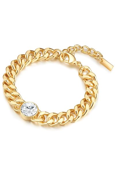 Lulu & Jane Modeschmuckarmband Armband Gelbgold Glaskristall Weiß