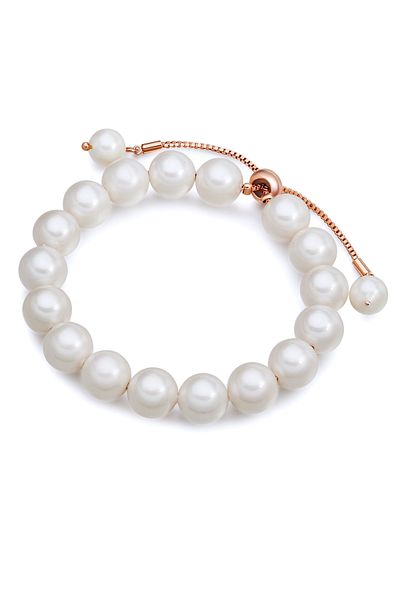 Lulu & Jane Perlenarmband Armband Roségold Muschelkernperle Weiß
