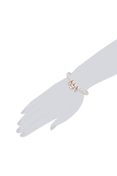 Lulu & Jane Perlenarmband Armband Roségold Muschelkernperle Weiß Glaskristall Weiß