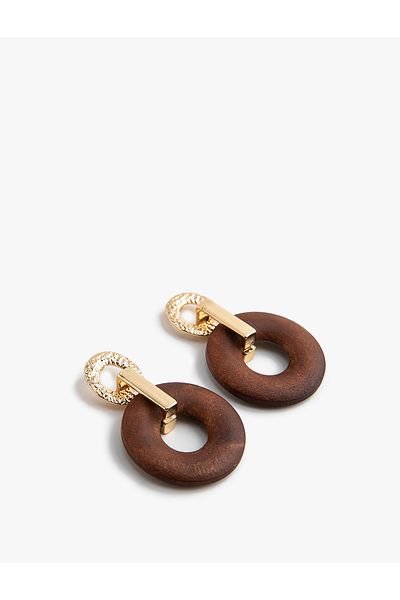 Koton Wooden Earrings Geometric