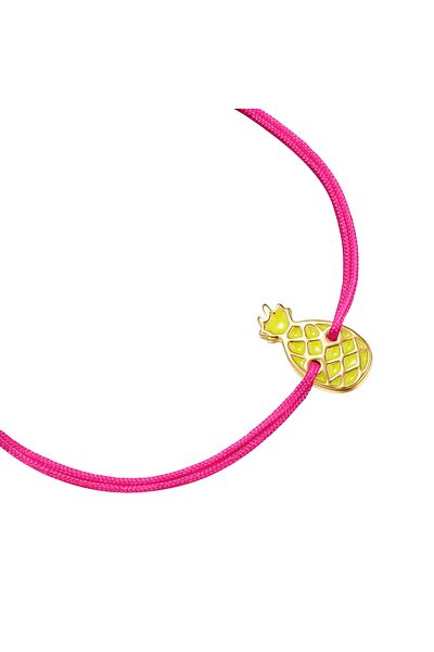 Glanzstücke München Textilarmband Armband Sterling Silber gelbgold Textil (pink) Emaille gelb