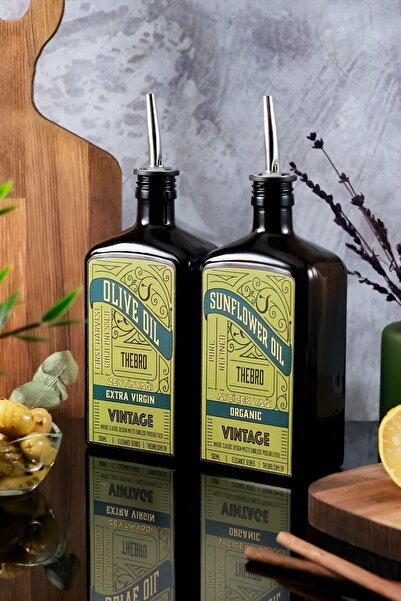 TheBRo 500ml Amber Renkli Elegance Vintage Zeytinyağı Şişesi ve Ayçiçek Yağı ...