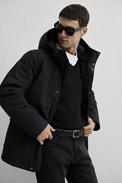 Mavi KAPÜŞONLU CEKET Jet Siyah