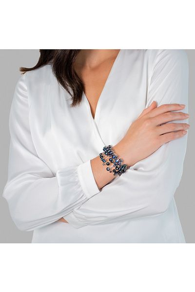 Lulu & Jane Perlenarmband Armband Süßwasser-Zuchtperle pfauenblau
