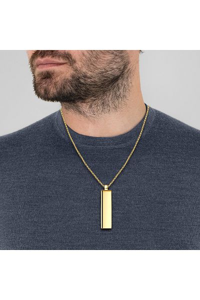 Männerglanz Silberhalskette Kette mit Anhänger Sterling Silber gelbgold Emaillschwarz