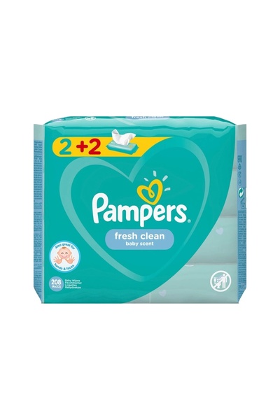 Prima Pampers Baby Newborn Fresh Clean Wet Towel 52X4 Pieces (208 Sheets)