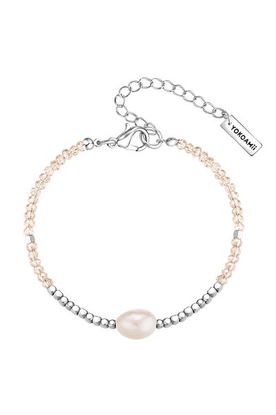YOKOAMİİ Modeschmuckarmband Armband Süßwasser-Zuchtperle weiß Glas Perlen rosa