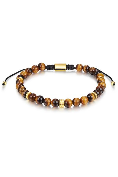 Männerglanz Edelsteinarmband Armband Sterling Silber gelbgold Tigerauge