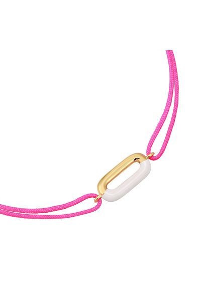 Glanzstücke München Textilarmband Armband Sterling Silber gelbgold Textil (pink) Emaille weiß