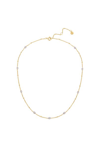 Glanzstücke München Silberhalskette Kette Sterling Silber gelbgold Süßwasser-Zuchtperle grau