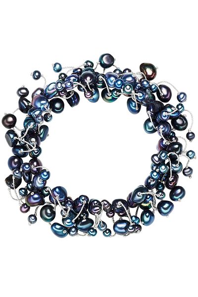 Lulu & Jane Perlenarmband Armband Süßwasser-Zuchtperle pfauenblau