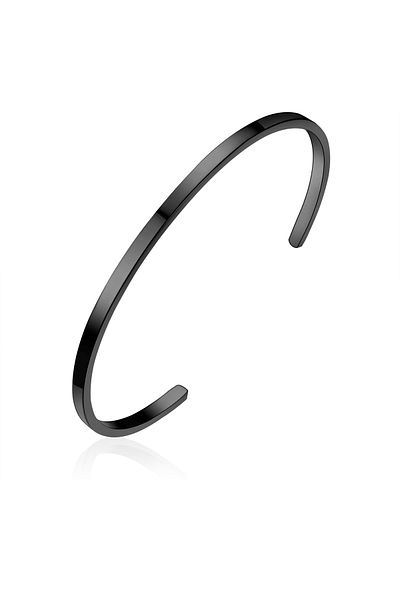 True Rebels Edelstahlarmband Armreif Edelstahl schwarz