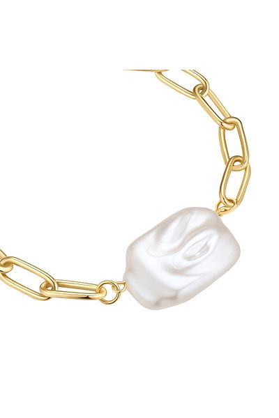 YOKOAMİİ Modeschmuckarmband Armband gelbgold Perle (synth.) weiß