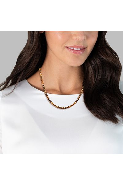 YOKOAMİİ Modeschmuckhalskette Kette gelbgold braun