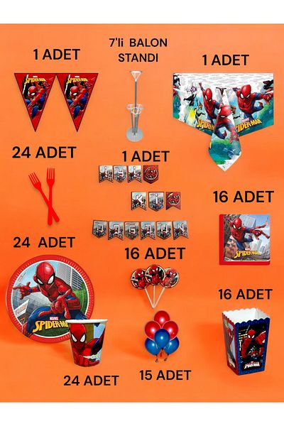 VibeHome 24 Person Spiderman Themed 2XL Package - Birthday Party and Fun Events