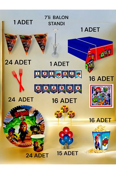 VibeHome 24 Person Brawlstars Themed 2XL Pack - Birthday Party & Fun Events