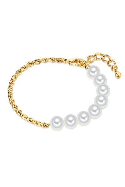 Lulu & Jane Perlenarmband Armband gelbgold Muschelkernperle weiß