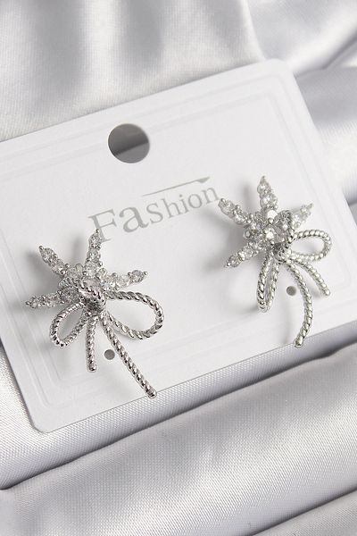 Skygo Brass Silver Color Zircon Stone Star Knot Model Women's Earrings - Tj-Bkp9952